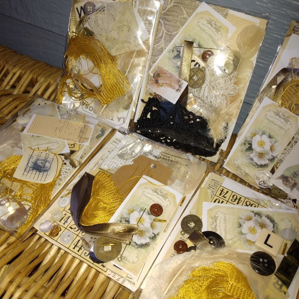 COPY #1- 5/$25 35 Pc Brown Cream Mixed Media Collage Kit